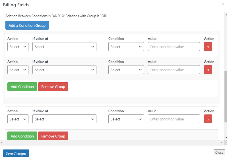 Apply conditional logic to display checkout fields