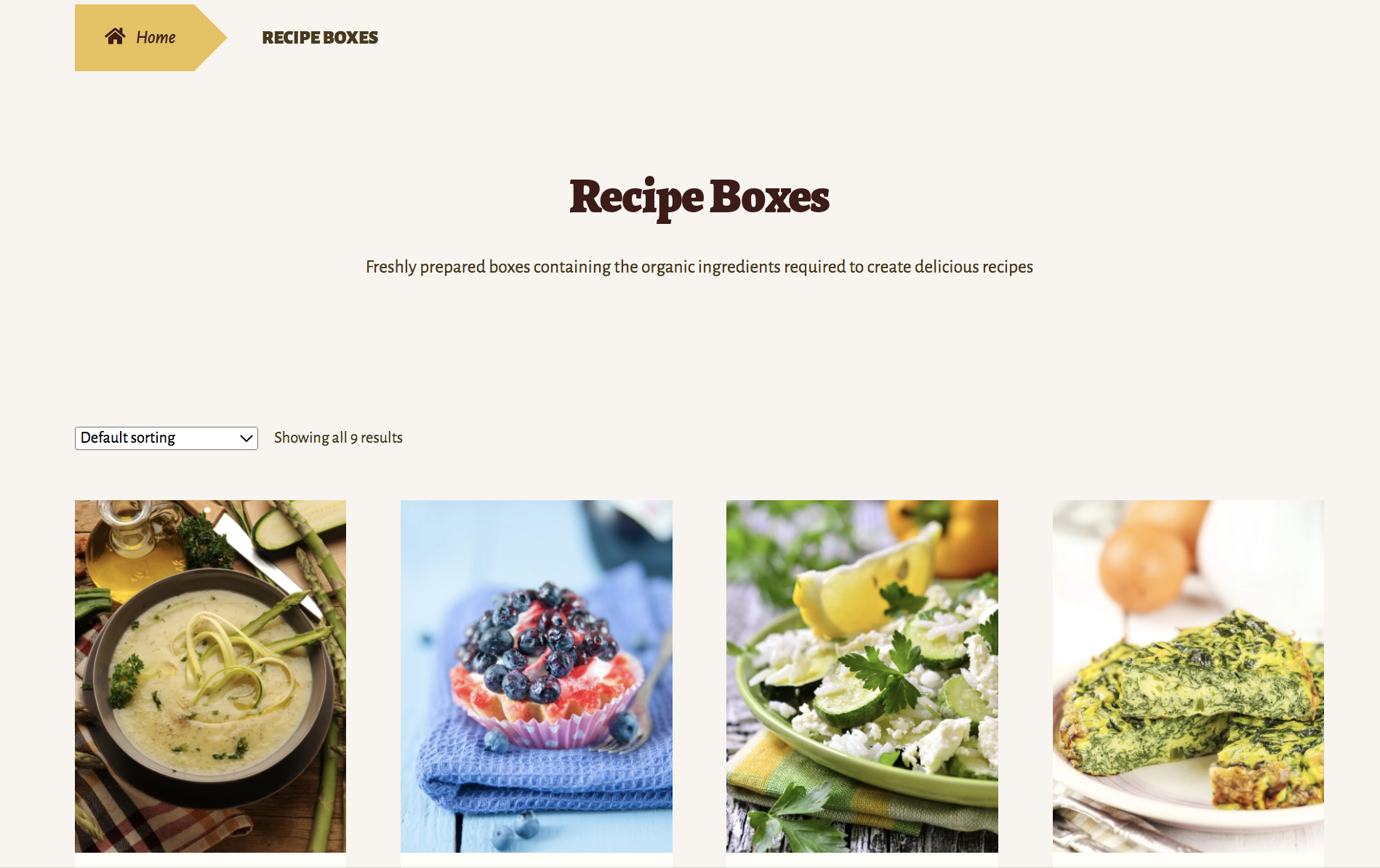 WooCommerce theme with pictures of food