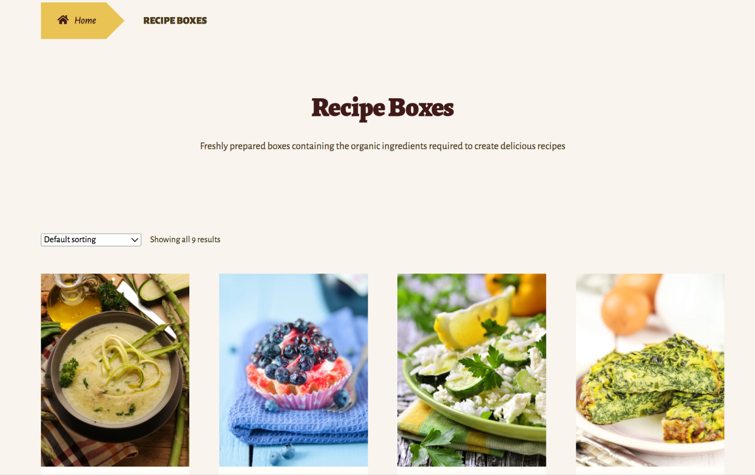 WooCommerce theme with pictures of food