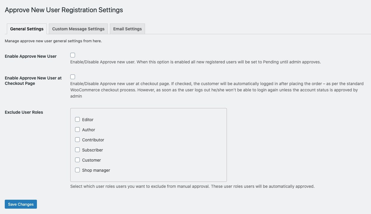 WordPress & WooCommerce Approve New User Registration Plugin