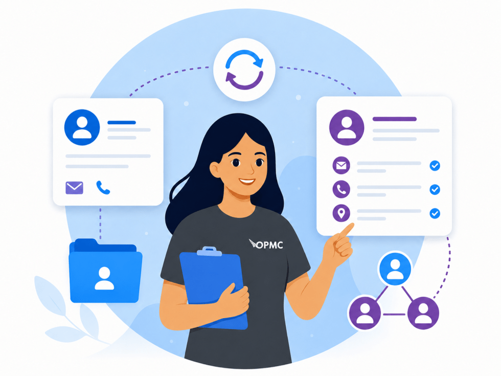 Odoo Friendly woman with Customer UI elements