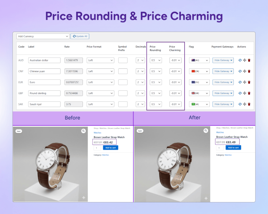 Price Rounding & Price Charming - Currency Switcher for WooCommerce