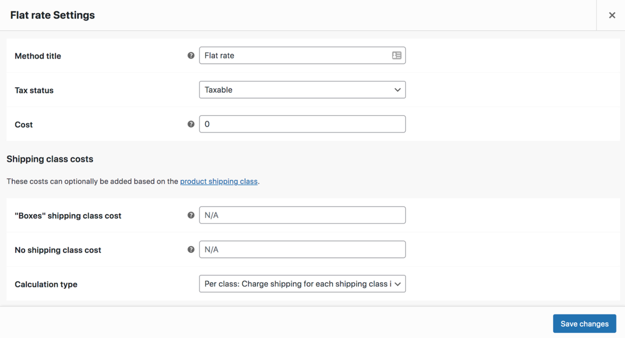 additional flat rate shipping settings for the new shipping class