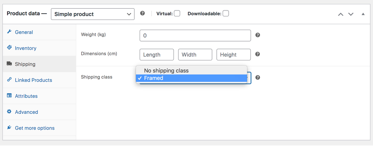 assigning a shipping class