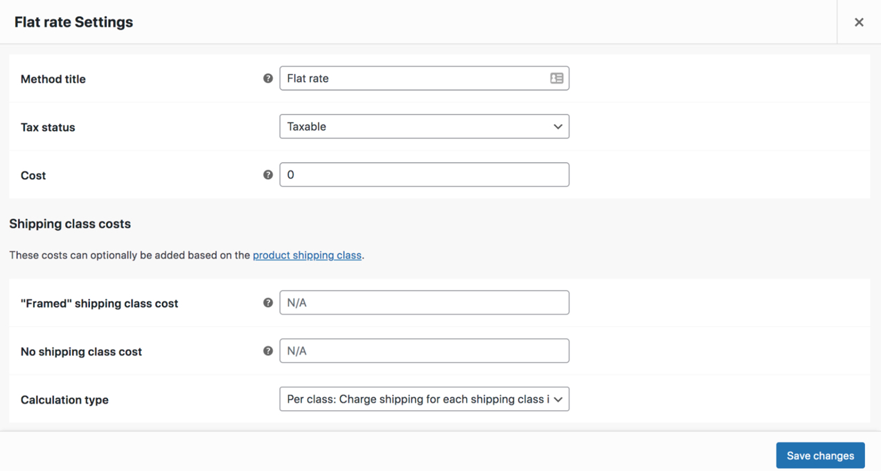 flat rate shipping settings