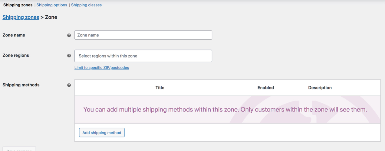 setting shipping zone name