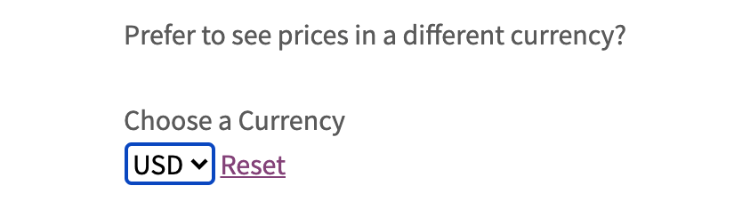 The Currency Conversion Widget that results from the shortcode and attributes above. 