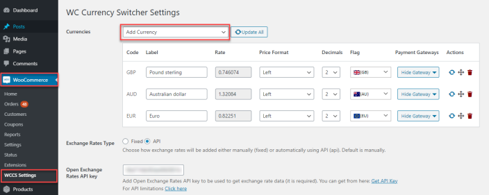 upload currency switcher plugin