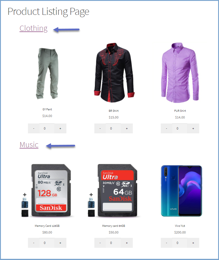 woocommerce listing page
