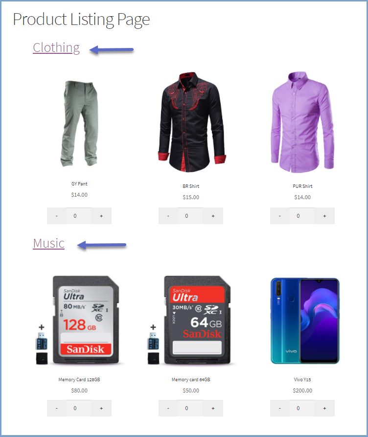 page de liste woocommerce