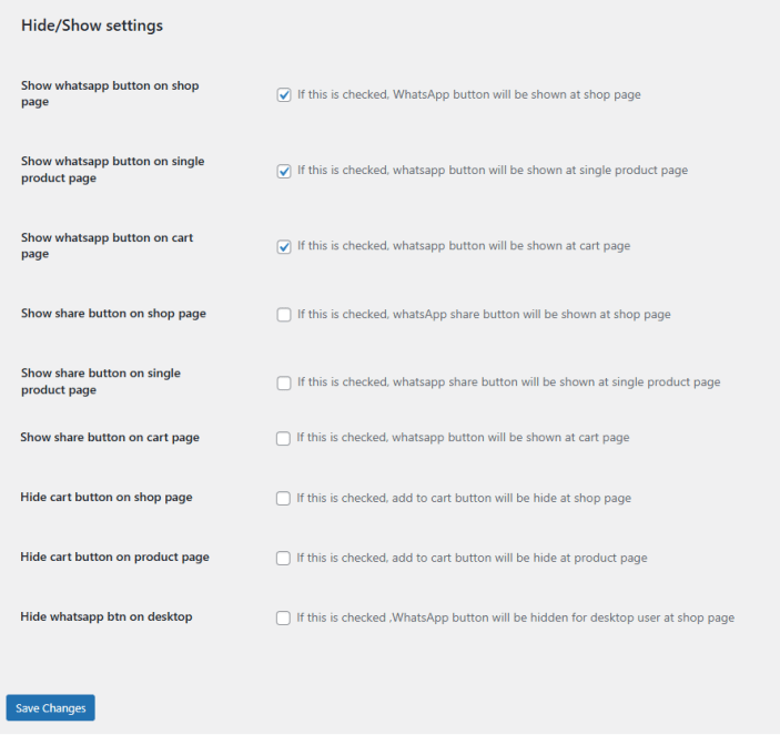 Configure Hide/Show Settings