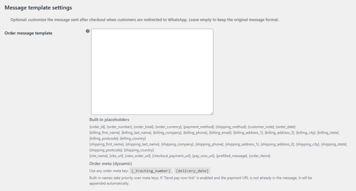 Message Template Settings