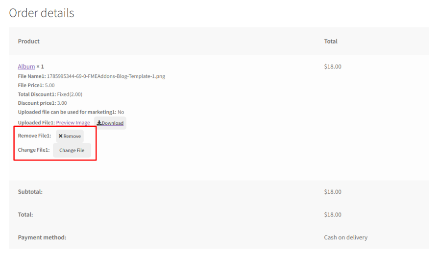 Update Uploaded Files After Placing an Order