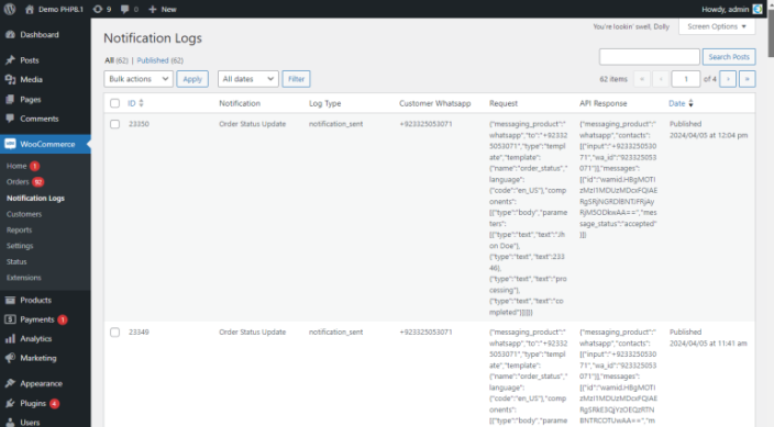 View Notification Logs