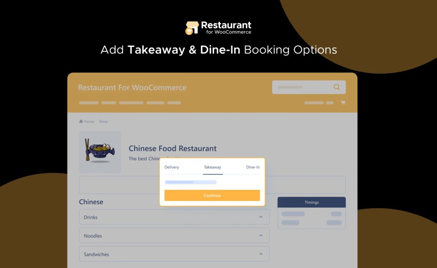 Add Takeaway and Dine-In Booking Options Feature