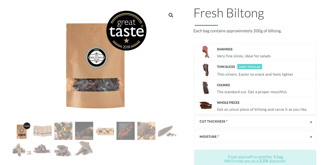 Biltong product options