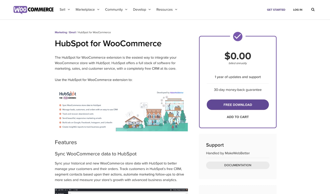 HubSpot per l'estensione WooCommerce