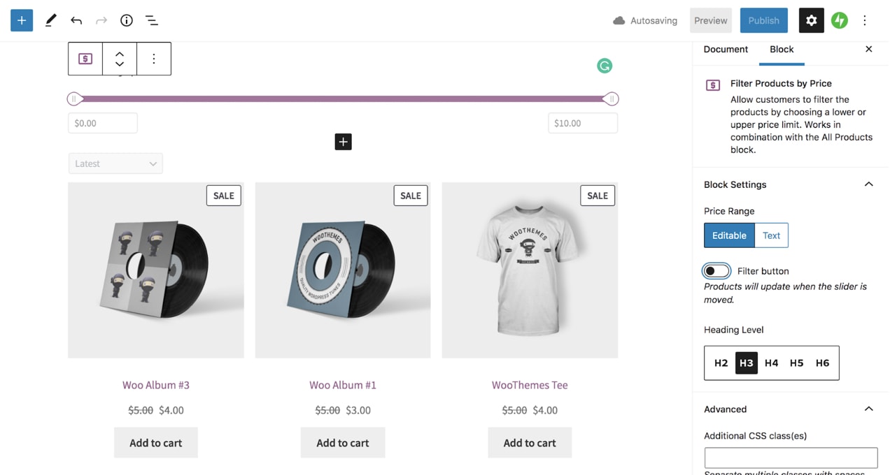 filter block above a grid of products