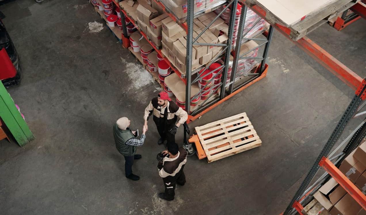 workers standing in a warehouse