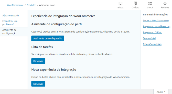 Abrir assistente de configuração