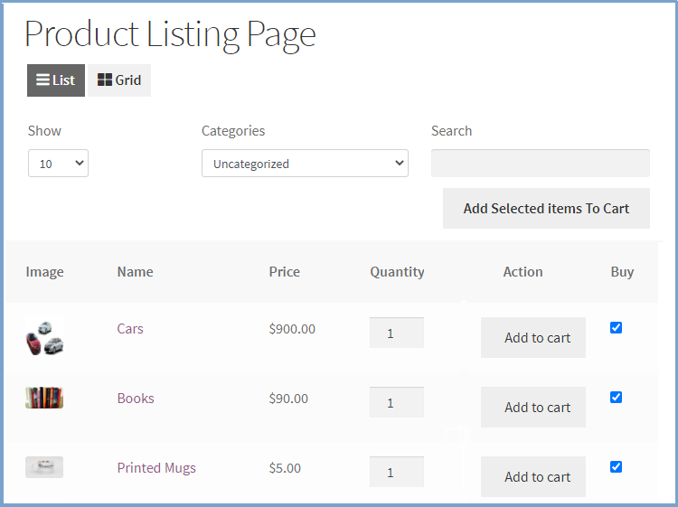 WooCommerce Product Listing Page, List View & Grid View