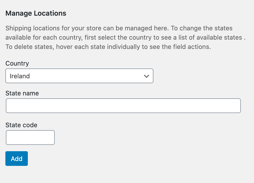 Setup State Location Creating New States/Locations Documentation - WooCommerce