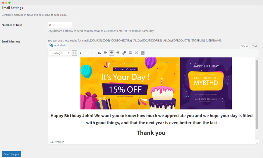 woocommerce birthday discount coupon