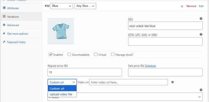 Add Videos for Product Variations