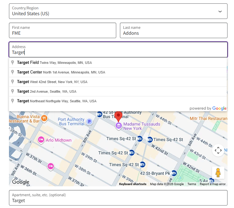 Autocomplete Address on the Checkout Page