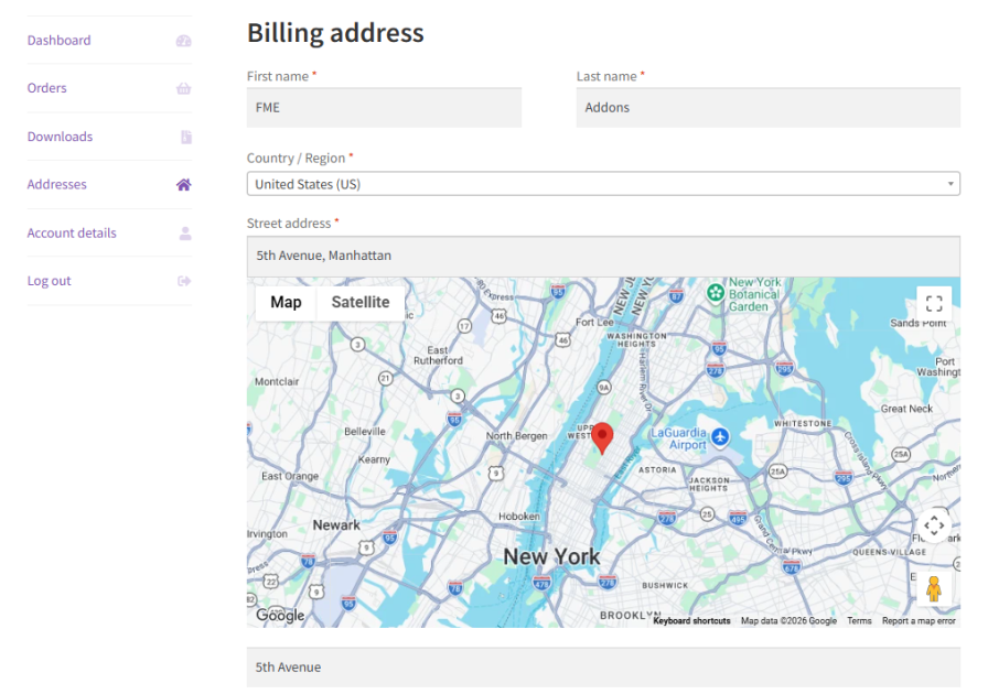 Autofill Address in the Customer's My Account Page