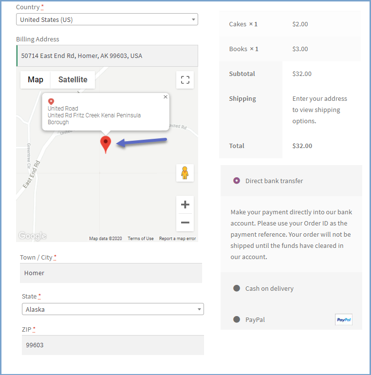 Customers can Choose Address with Map Marker