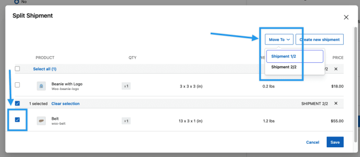Screenshot showing the "Move To" dropdown.