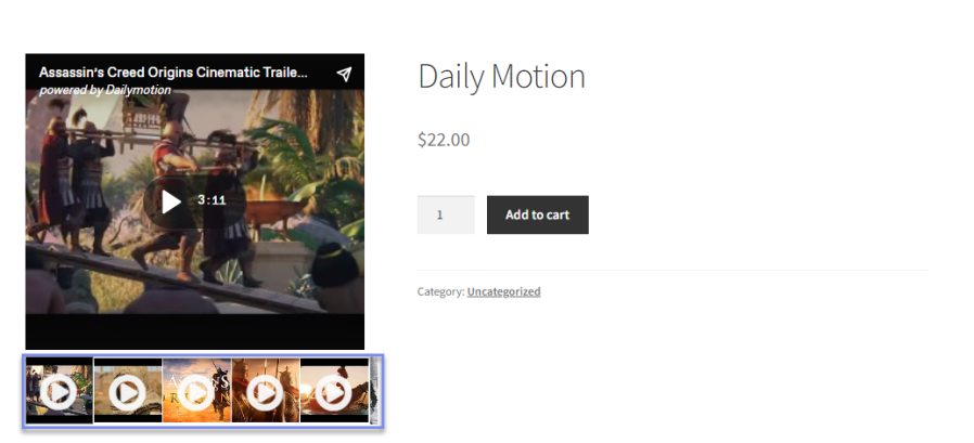 WooCommerce video product gallery allows you to display multiple product videos in the product gallery alongside images.