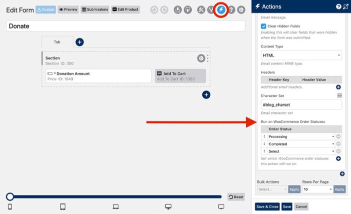 WS Form PRO Product Add-Ons - Running Actions