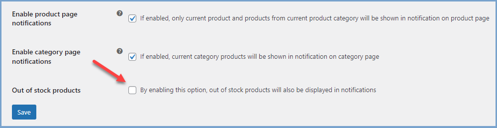 Display Live Sales Notification for Out-of-Stock Products