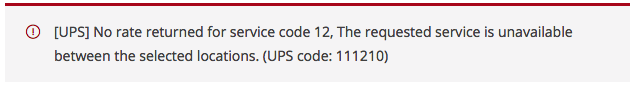 Mensaje de error de muestra de UPS