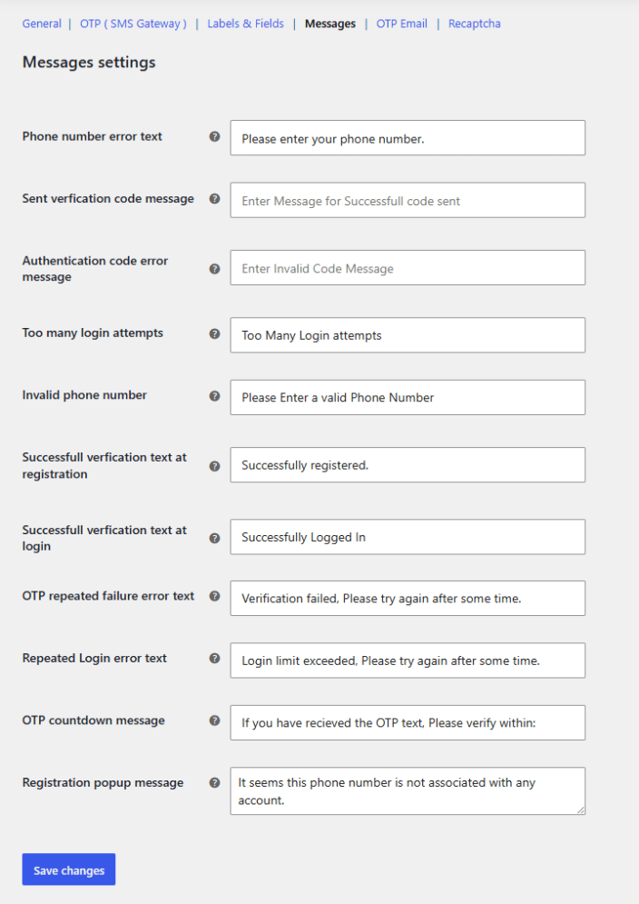 Messages Settings