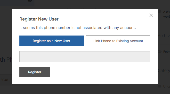 Allow Customers to Register with a Phone Number
