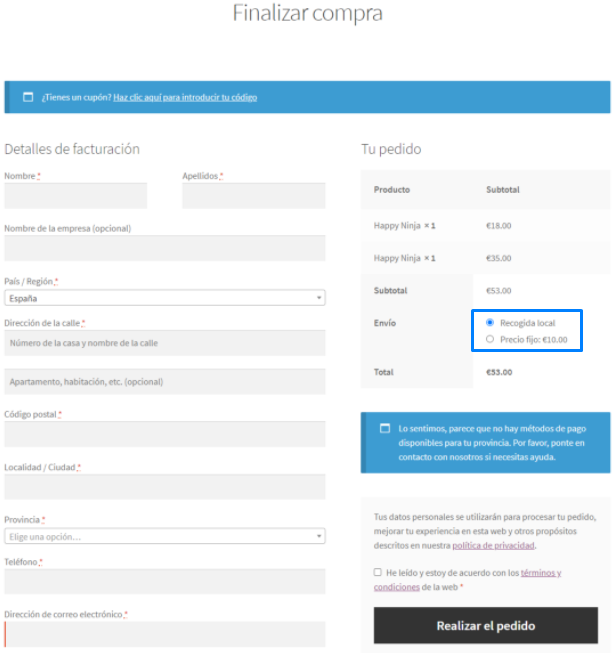 Recogida local Documentation - WooCommerce