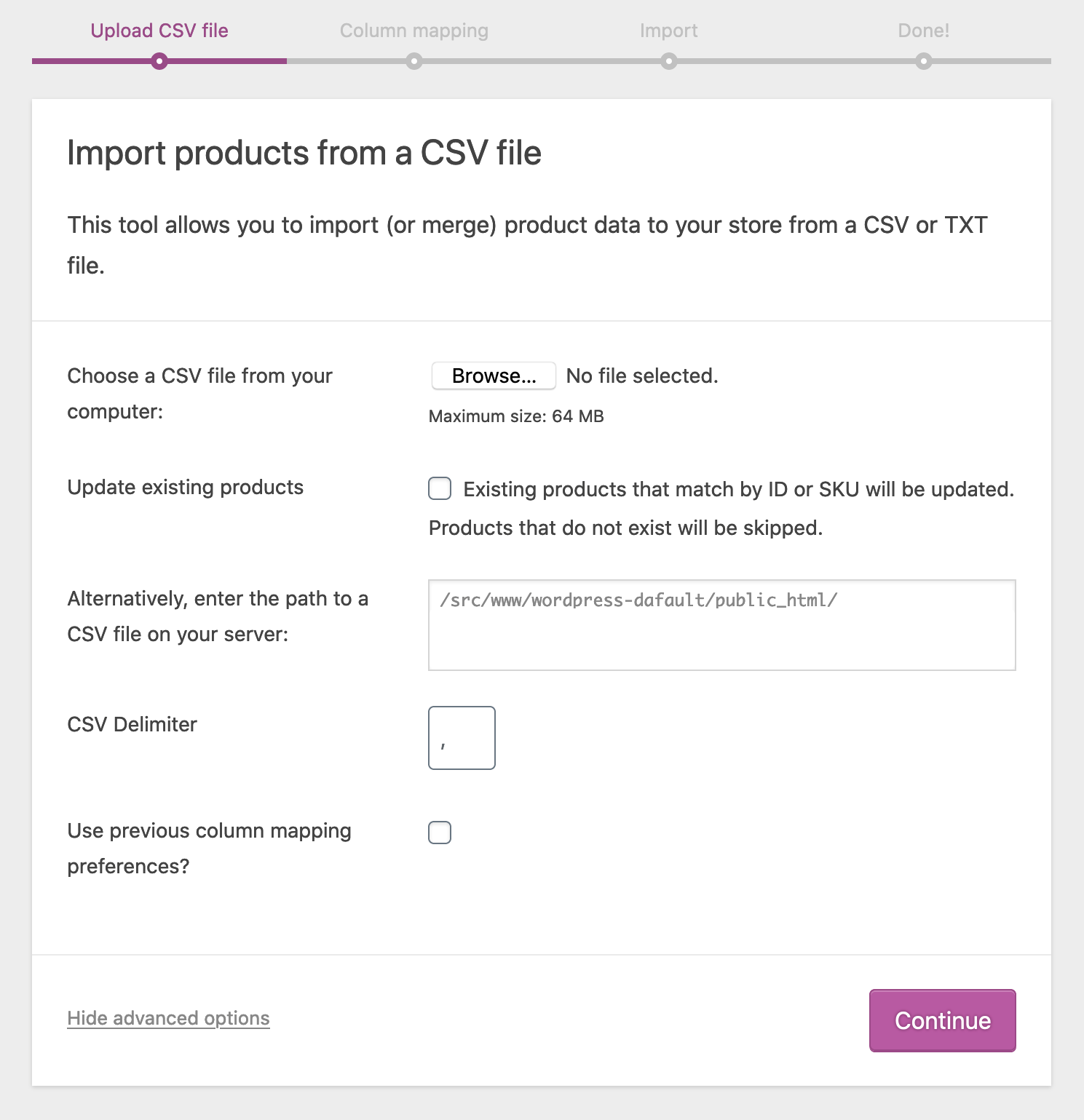 Importing the CSV File