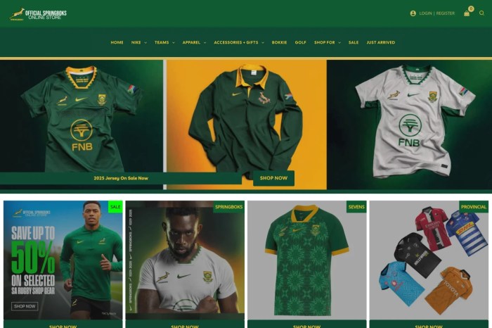 Screenshot of South African Rugby Shop