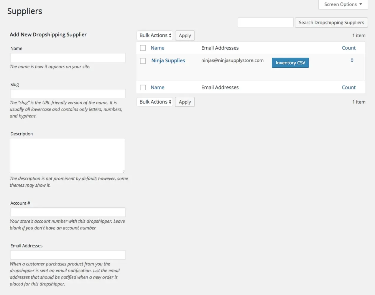 dropshipping supplier settings