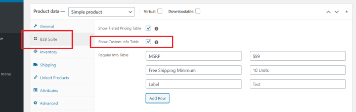 Product Information Table Backend