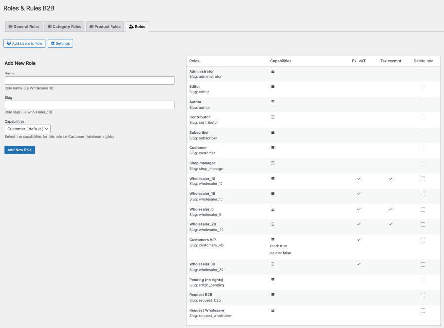 Roles & Rules B2B - roles