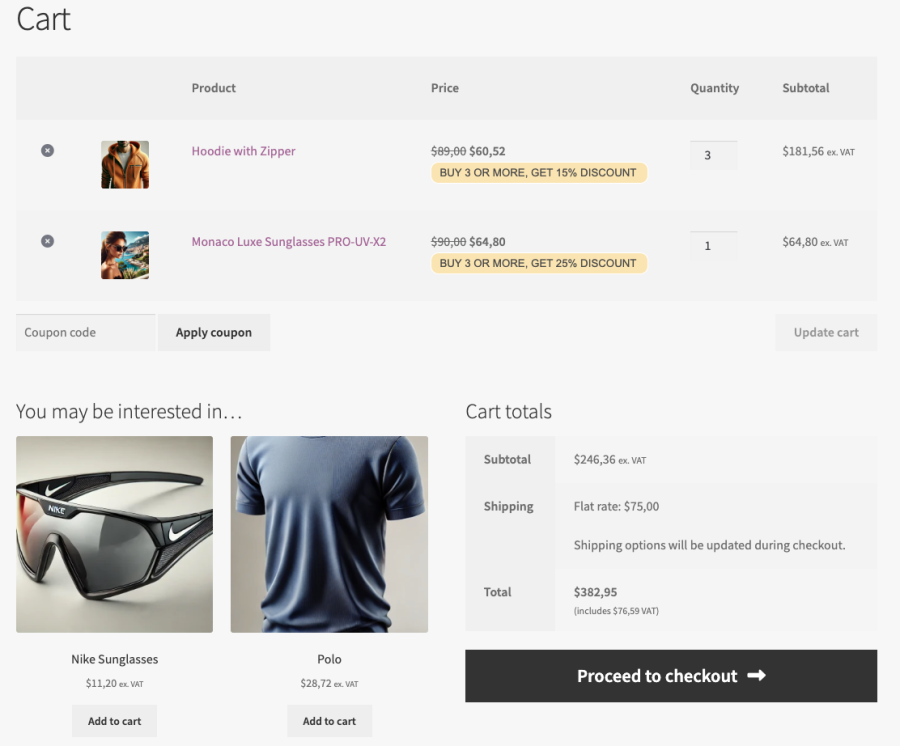 Roles & Rules B2B for WooCommerce, cart ex. VAT