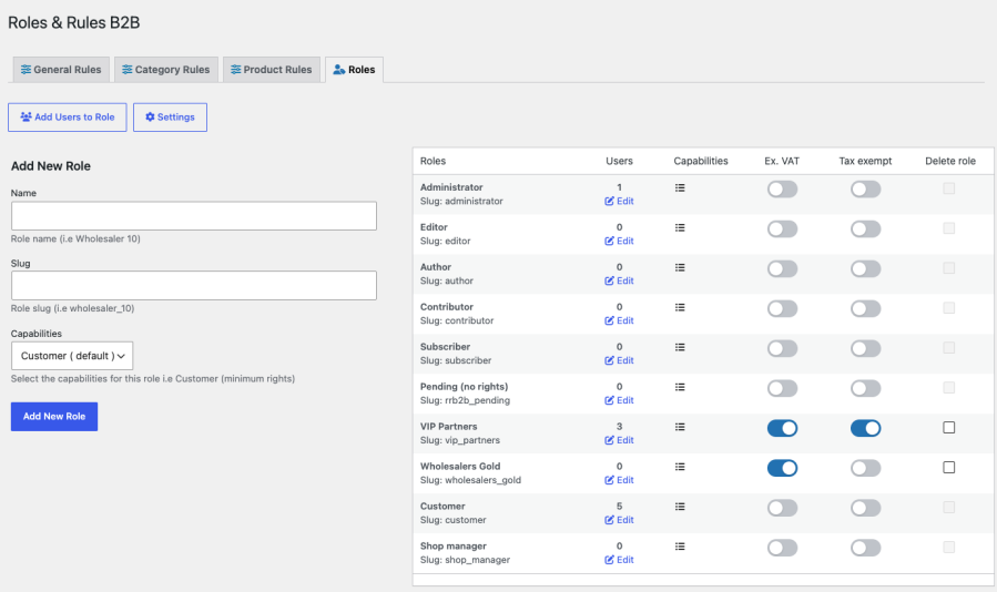 Roles & Rules B2B - roles
