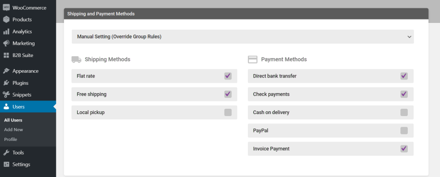 User Payment Methods