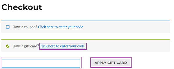 Checkout Page | Gift Card Code application