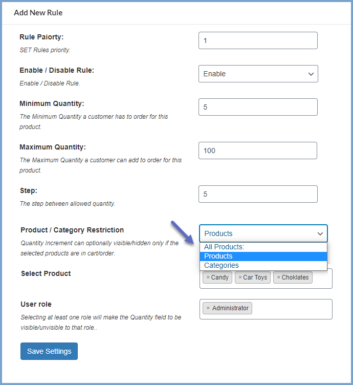 Display Button on Specific Products & Categories