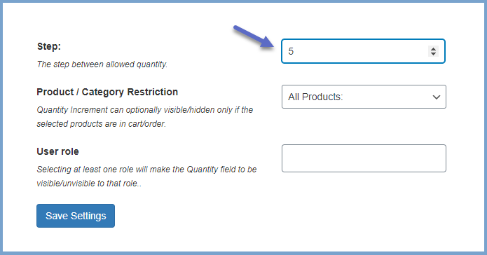 Quantity increment buttons